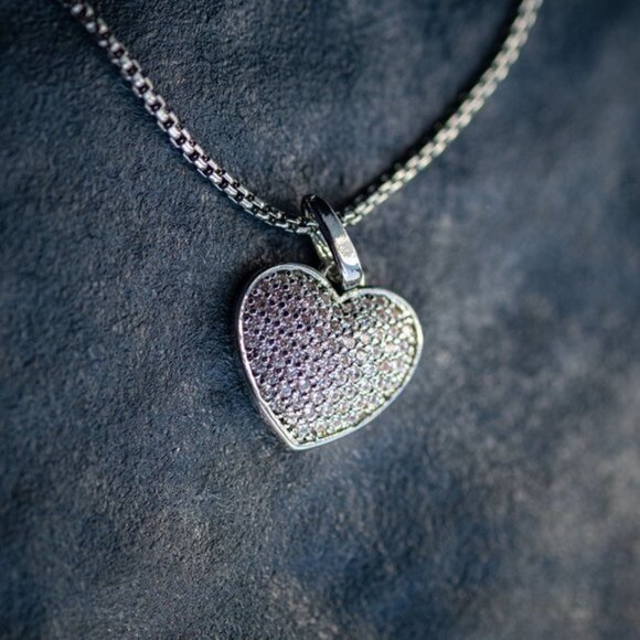 Aimee Necklace - Platinum Plated/ 76 Prong Set White Cubic Zirconia - Picture 3 of 5